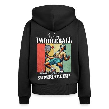 Drôle de dicton de paddleball - Sweat à capuche zippé Premium bio Femme - noir - Dos - Julia (174cm)
