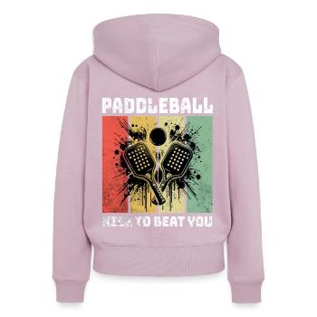 Dictons de paddleball - Sweat à capuche zippé Premium bio Femme - rose poudré - Dos - Julia (174cm)