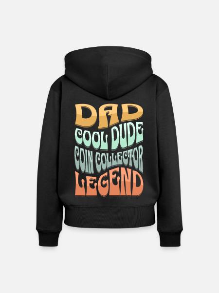 Papa Münzsammler - Frauen Premium Bio Zip Hoodie - Schwarz