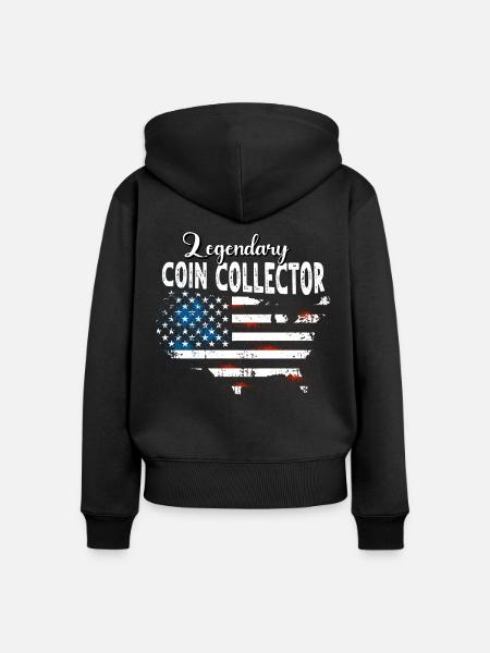 Münzsammler US - Frauen Premium Bio Zip Hoodie - Schwarz