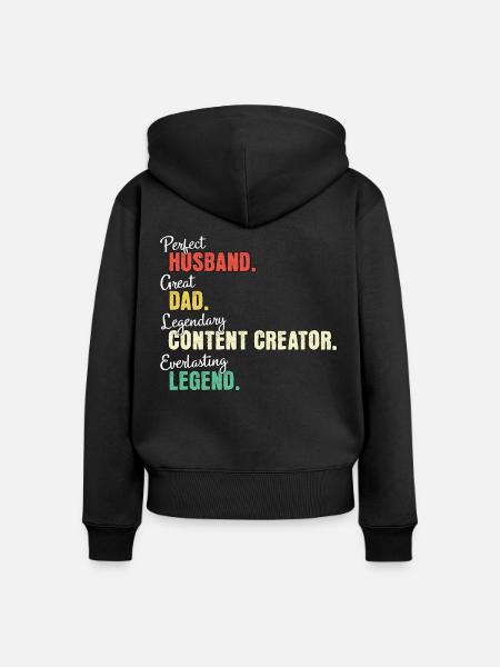 Content Creator Papa - Frauen Premium Bio Zip Hoodie - Schwarz