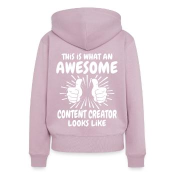 Content Creator - Women's Premium Organic Zip Hoodie - dusky pink - Back - Julia (174cm)