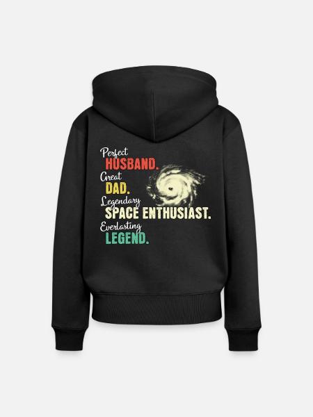 wWeltraum Enthusiast Papa - Frauen Premium Bio Zip Hoodie - Schwarz