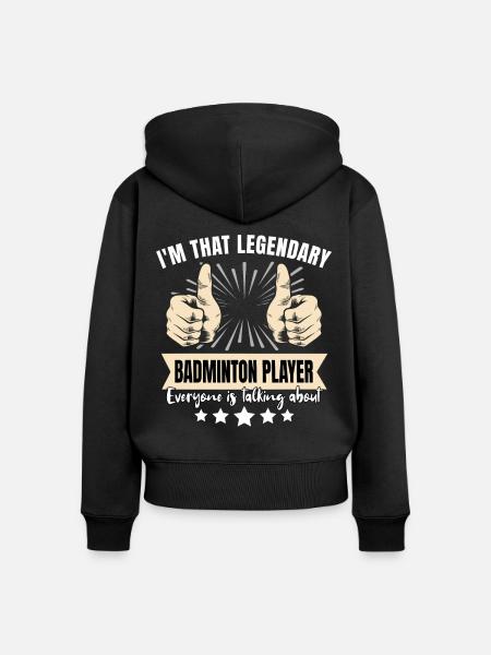 Legendärer Badmintonspieler - Frauen Premium Bio Zip Hoodie - Schwarz