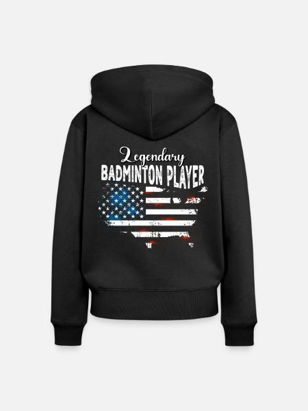 Badmintonspieler US - Frauen Premium Bio Zip Hoodie - Schwarz