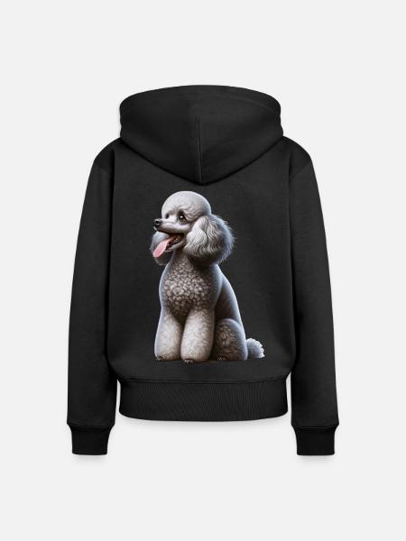 Pudel Poodle - Frauen Premium Bio Zip Hoodie - Schwarz