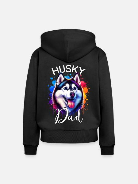Schlittenhund Papa Husky - Frauen Premium Bio Zip Hoodie - Schwarz