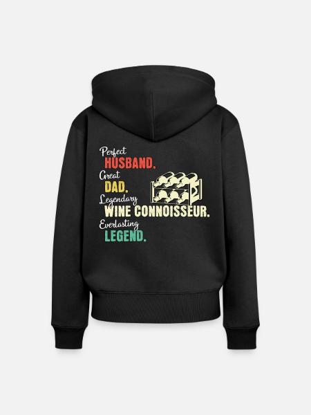 Weinkenner Papa - Frauen Premium Bio Zip Hoodie - Schwarz