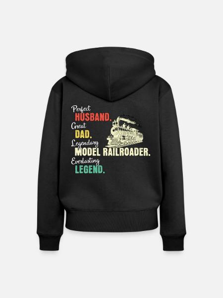 Modelleisenbahner Papa - Frauen Premium Bio Zip Hoodie - Schwarz