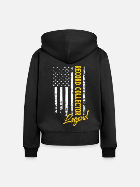 Plattensammler Legende - Frauen Premium Bio Zip Hoodie - Schwarz