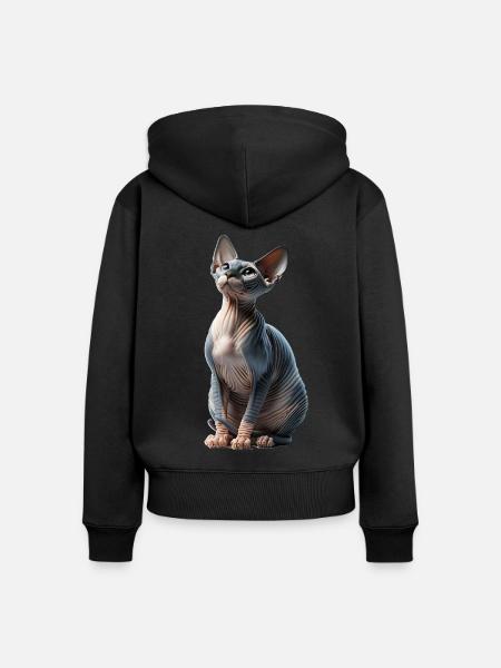 Sphynxkatze Sphynx Cat - Frauen Premium Bio Zip Hoodie - Schwarz