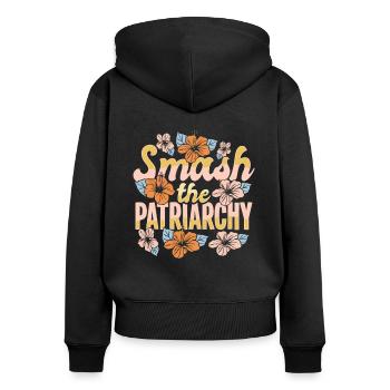 Feminismus Feministin Gleichberechtigung - Frauen Premium Bio Zip Hoodie - Schwarz - Hinten - Julia (174cm)
