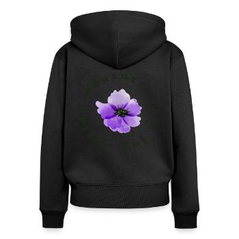 innerliche Freude - Frauen Premium Bio Zip Hoodie - Schwarz - Hinten - Julia (174cm)