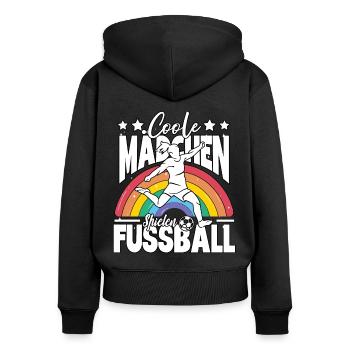 Fußball Coole Mädchen spielen Fußball - Frauen Premium Bio Zip Hoodie - Schwarz - Hinten - Julia (174cm)