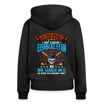 Eishockey - Frauen Premium Bio Zip Hoodie - Schwarz - Hinten - Julia (174cm)