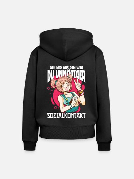Anime Spruch Weeb Otaku - Frauen Premium Bio Zip Hoodie - Schwarz