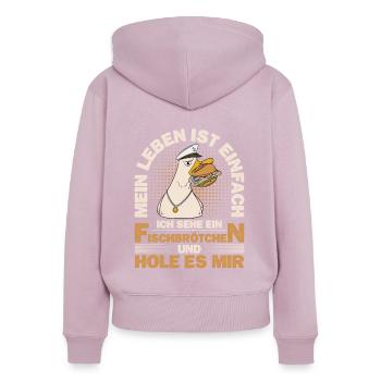 Fischbrötchen Möwe Norddeutsch - Frauen Premium Bio Zip Hoodie - Altrosa - Hinten - Julia (174cm)