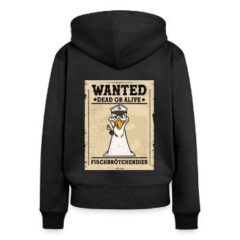 Fischbrötchen Möwe Norddeutsch - Frauen Premium Bio Zip Hoodie - Schwarz - Hinten - Julia (174cm)