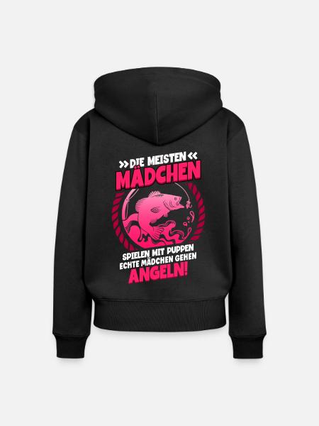 Angeln Anglerin - Frauen Premium Bio Zip Hoodie - Schwarz