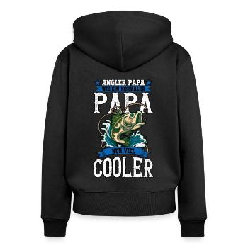 Pêcheur à la ligne Papa - Sweat à capuche zippé Premium bio Femme - noir - Dos - Julia (174cm)