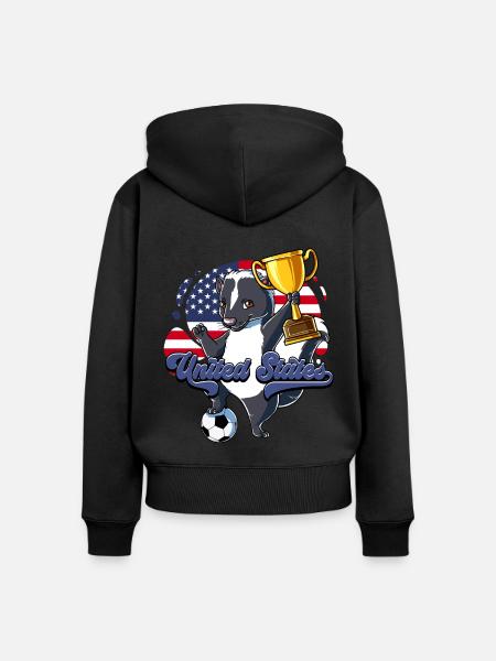 Usa Fußball - Frauen Premium Bio Zip Hoodie - Schwarz