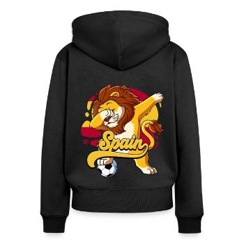Spanien Fußball - Frauen Premium Bio Zip Hoodie - Schwarz - Hinten - Julia (174cm)