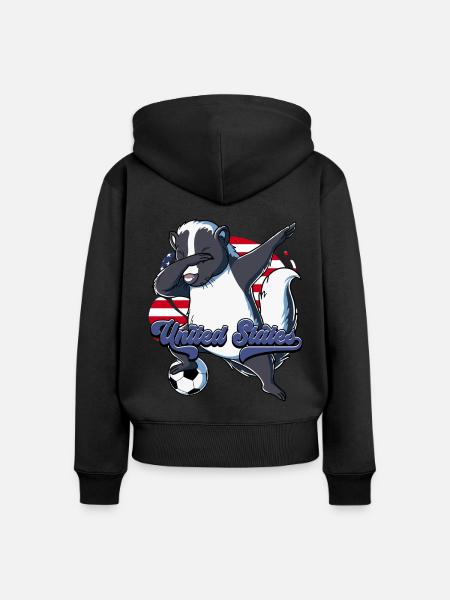Usa Fußball - Frauen Premium Bio Zip Hoodie - Schwarz