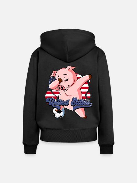 Usa Fußball - Frauen Premium Bio Zip Hoodie - Schwarz