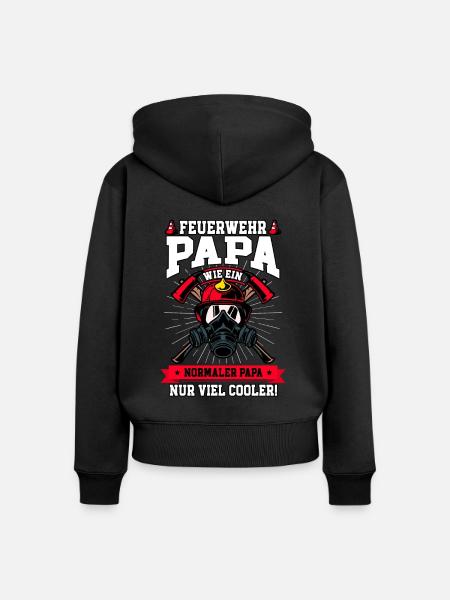 Feuerwehr Papa Feuerwehrmann - Frauen Premium Bio Zip Hoodie - Schwarz
