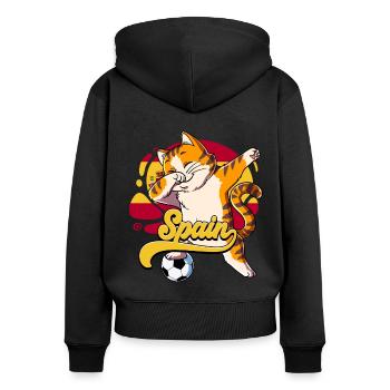 Spanien Fußball - Frauen Premium Bio Zip Hoodie - Schwarz - Hinten - Julia (174cm)