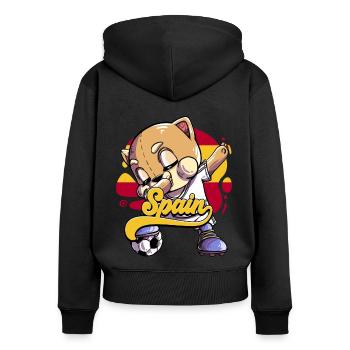 Spanien Fußball - Frauen Premium Bio Zip Hoodie - Schwarz - Hinten - Julia (174cm)