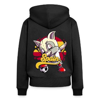 Spanien Fußball - Frauen Premium Bio Zip Hoodie - Schwarz - Hinten - Julia (174cm)