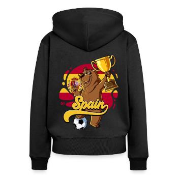 Spanien Fußball - Frauen Premium Bio Zip Hoodie - Schwarz - Hinten - Julia (174cm)