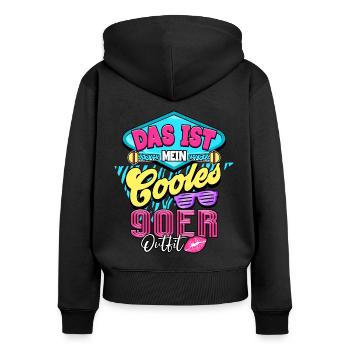 années quatre-vingt-dix - Sweat à capuche zippé Premium bio Femme - noir - Dos - Julia (174cm)