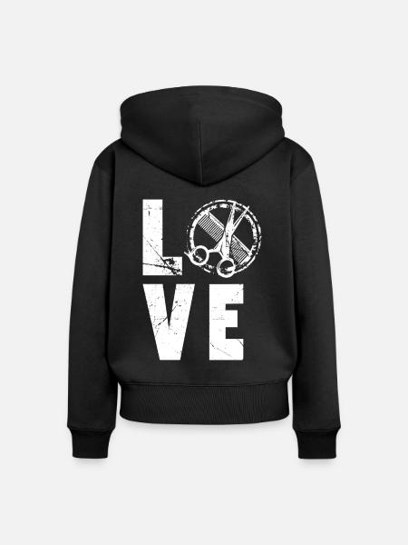 Love Friseurin - Frauen Premium Bio Zip Hoodie - Schwarz