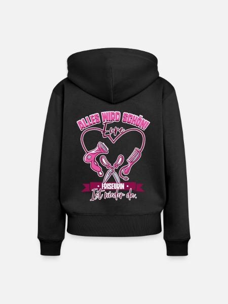 Friseurin - Frauen Premium Bio Zip Hoodie - Schwarz