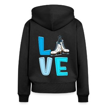 Eislaufen - Frauen Premium Bio Zip Hoodie - Schwarz - Hinten - Julia (174cm)