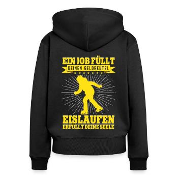 Eislaufen - Frauen Premium Bio Zip Hoodie - Schwarz - Hinten - Julia (174cm)