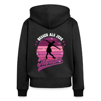 Eislaufen - Frauen Premium Bio Zip Hoodie - Schwarz - Hinten - Julia (174cm)