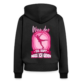 Eislaufen - Frauen Premium Bio Zip Hoodie - Schwarz - Hinten - Julia (174cm)