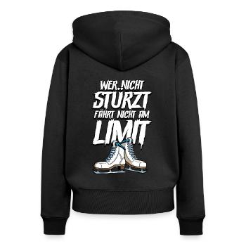 Eislaufen - Frauen Premium Bio Zip Hoodie - Schwarz - Hinten - Julia (174cm)