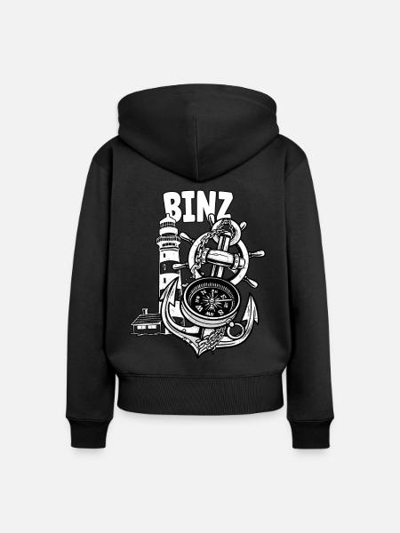 Binz - Frauen Premium Bio Zip Hoodie - Schwarz