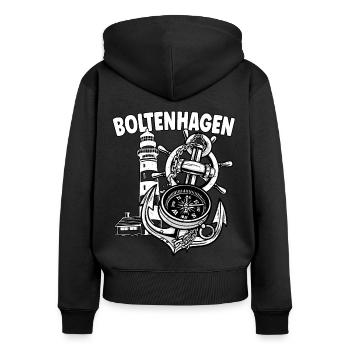 Boltenhagen - Frauen Premium Bio Zip Hoodie - Schwarz - Hinten - Julia (174cm)