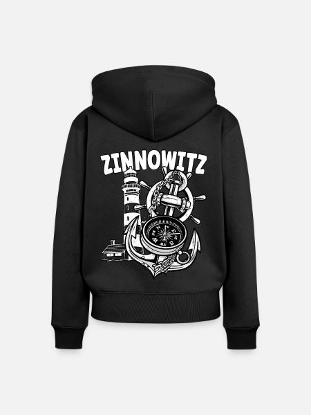 Zinnowitz - Frauen Premium Bio Zip Hoodie - Schwarz