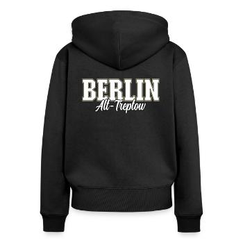 Berlin Alt-treptow - Frauen Premium Bio Zip Hoodie - Schwarz - Hinten - Julia (174cm)