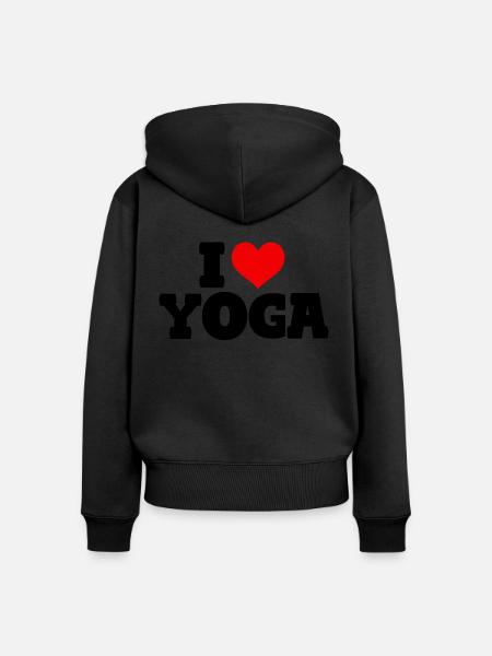 I Love Yoga - Frauen Premium Bio Zip Hoodie - Schwarz