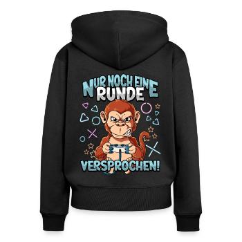 Nur noch eine Runde Zocken Gaming - Frauen Premium Bio Zip Hoodie - Schwarz - Hinten - Julia (174cm)