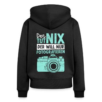 Fotografieren Fotografen - Frauen Premium Bio Zip Hoodie - Schwarz - Hinten - Julia (174cm)