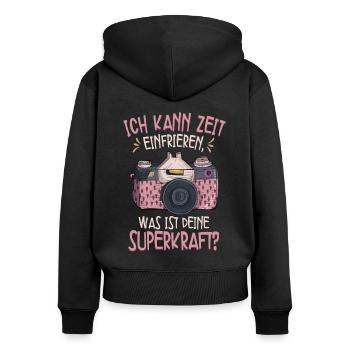 Fotografieren Fotografen - Frauen Premium Bio Zip Hoodie - Schwarz - Hinten - Julia (174cm)