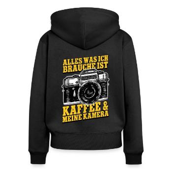 Fotografieren Fotografen - Frauen Premium Bio Zip Hoodie - Schwarz - Hinten - Julia (174cm)